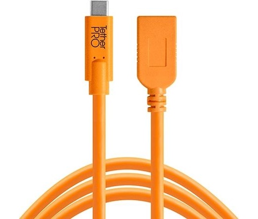 TetherPro USB-C to USB Female Adapter (extender),  (4.6m) ORG