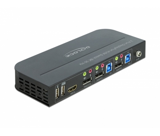 DELOCK DisplayPort 1.4 KVM switch 8K 30 Hz USB 3.0-vel és audióval