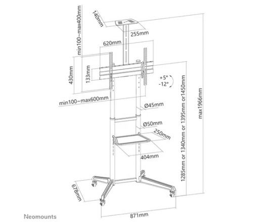 NEOMOUNTS FL50-550BL1 görgős állvány 37-70" 50 kg teherbírás