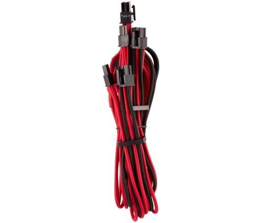 CORSAIR Premium Individually Sleeved PCIe Cables (Dual Connector) Type 4 Gen 4 – Red/Black