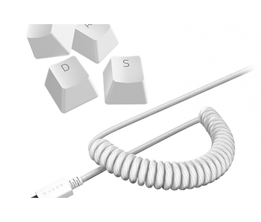 Razer Keyboard PBT Keycap + Coiled Cable Upgrade Set - Mercury White