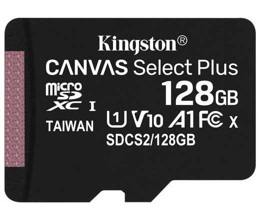 Card Micro SDXC Kingston 128GB Canvas Select Plus 100R A1 C10 Adapter nélkül