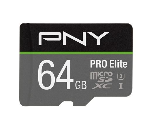 PNY Pro Elite microSDXC 64GB Class 10 UHS-I U3 100MB/s + SD adapter