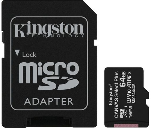 Card Micro SDXC Kingston 64GB  Canvas Select Plus 100R A1 C10 + Adapter