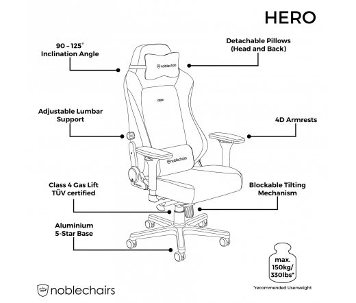 Noblechairs Hero Gaming Chair Black/Black