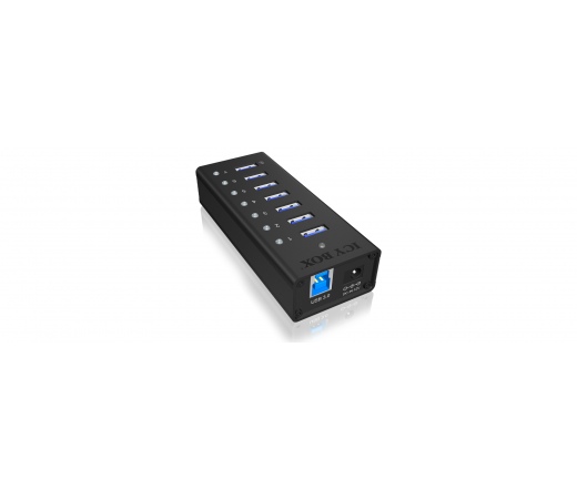 RaidSonic ICY BOX USB3.0 Hub 7 port fekete