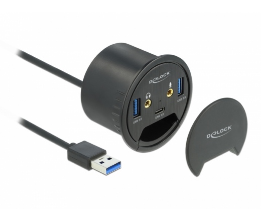 DELOCK In-Desk Hub USB 3.2 Gen 1 1xType-C + 2xType-A + HD-Audio Ports