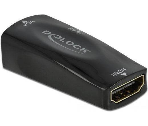 Delock HDMI -> 1db VGA 1db Jack stereo 3,5mm F/F adapter fekete (1920x1080@60Hz)