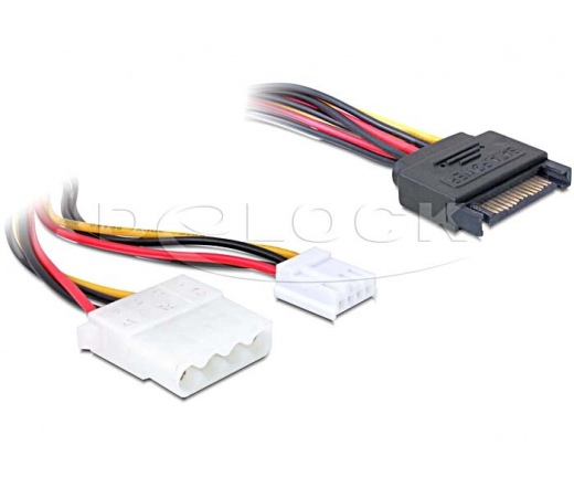 DELOCK Cable Y- Power SATA male 15pin -> 4pin Molex female + 3,5 floppy (65227)