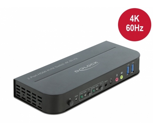 DELOCK HDMI KVM switch 4K 60 Hz USB 3.0-vel és audióval