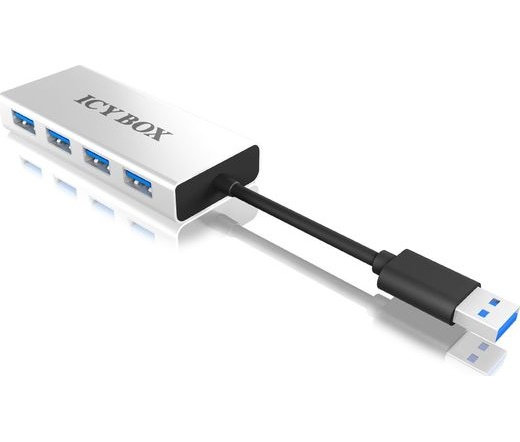 ICY BOX 4 Port USB 3.0 Hub, Srebny