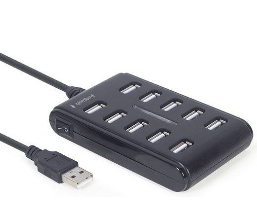 GEMBIRD 10-port USB 2.0 hub, black