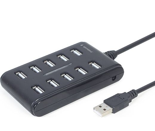 GEMBIRD 10-port USB 2.0 hub, black