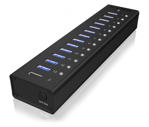 Icy Box 13 portos USB3.0 HUB + USB charge port 5 V, 2.4 A