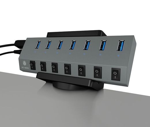 RAIDSONIC Icy Box IB-MSA106-MM USB Hub and socket strip holder with cable management