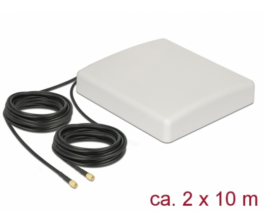 Delock LTE MIMO Antenna 2 x SMA Plug 8 dBi directional with connection cable RG-58 10 m white outdoor