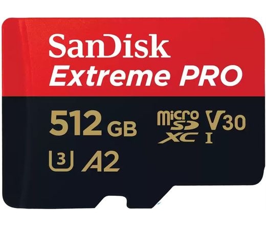 SANDISK Extreme Pro microSDXC 200/140MB/s A2 C10 V30 UHS-I U3 512GB + adapter