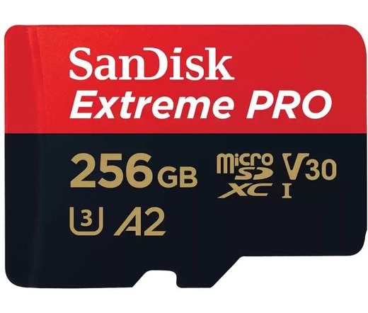 SANDISK Extreme Pro microSDXC 200/140MB/s A2 C10 V30 UHS-I U3 256GB + adapter