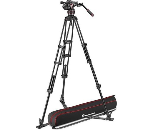 MANFROTTO Nitrotech 608 video fej + alu állvány földterpesz, ikerláb MVK608TWINGA