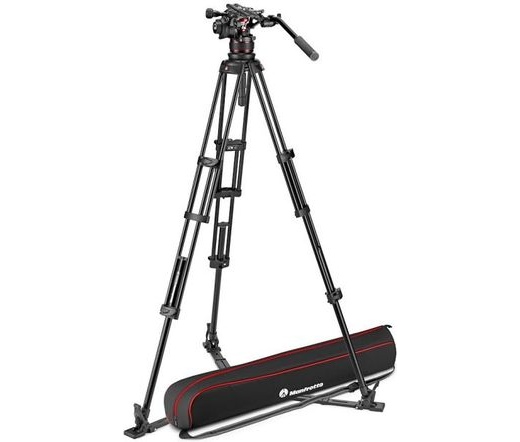 MANFROTTO Nitrotech 612 video fej + alu állvány földterpesz, ikerláb MVK612TWINGA