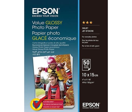 Epson 10x15 Gazdaságos Fényes Papír (183g, 50 lap/csomag)