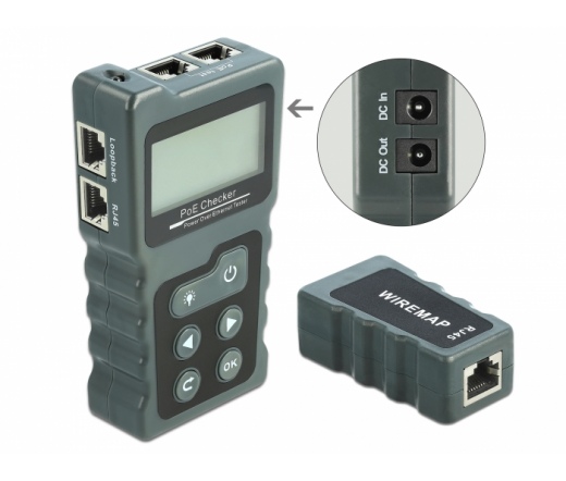 Delock LCD kábel tesztelő RJ45 / PoE / DC