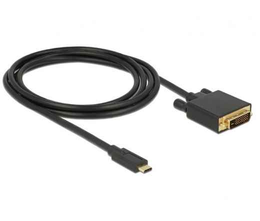 Delock Kábel USB-C csatlakozó > DVI 24+1 csatlakozó (DP vált.) 4K 30 Hz - 2 m - fekete