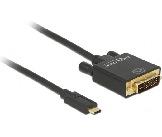 Delock Kábel USB-C csatlakozó > DVI 24+1 csatlakozó (DP vált.) 4K 30 Hz - 2 m - fekete