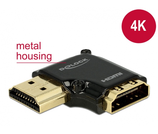 DELOCK Adapter HDMI with Ethernet – HDMI-A female > HDMI-A male 4K 90° angled left (65660)