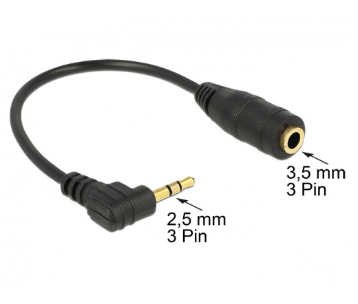 DELOCK Cable Audio Stereo 2.5 mm male angled > 3.5 mm female 3 pin 14cm (65397)