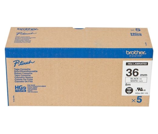 Brother HGE-261V5 Laminált szalag 36mmx8m White/Black (5pack)