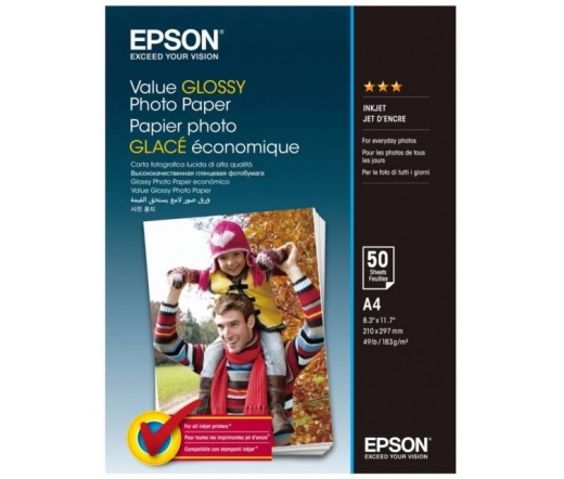 Epson Gazdaságos Fényes Papír (A4, 183g, 50 lap/csomag)