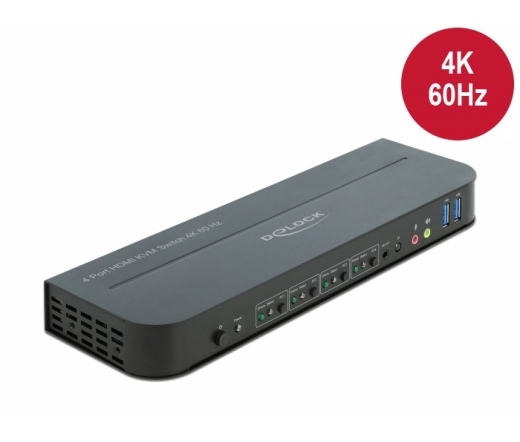 DELOCK HDMI KVM switch 4K 60 Hz USB 3.0-vel és audióval