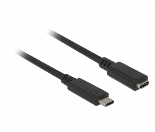 Delock Bovítokábel SuperSpeed USB (USB 3.1 Gen 1) USB Type-C dugó > hüvely, 3 A, 1,0 m, fekete (3 év)