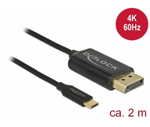 DELOCK USB Type-C koax kábel DisplayPort-hoz (DP Alt Mode) 4K 60 Hz 2 m (83710)