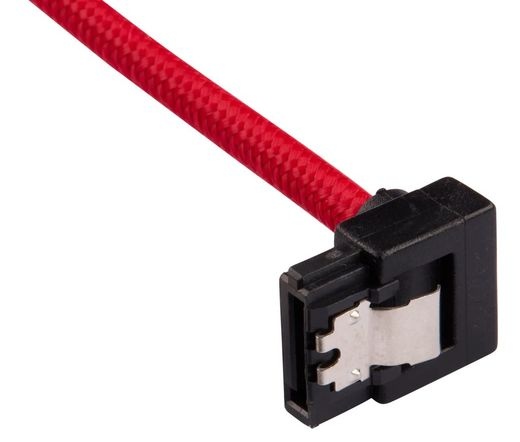 CORSAIR Premium Sleeved SATA 6Gbps 30cm 90° Connector Cable — Red