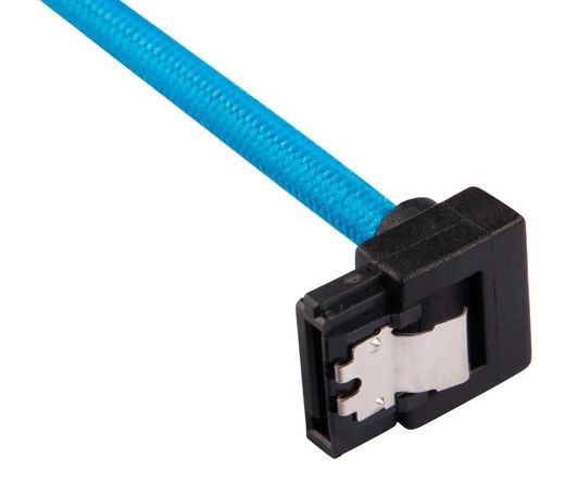 CORSAIR Premium Sleeved SATA 6Gbps 30cm 90° Connector Cable — Blue