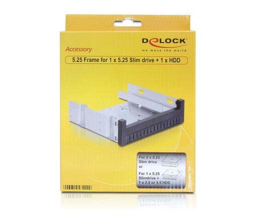 DELOCK 5.25 Installation Frame for 1 x 5.25 Slim drive + 1 x 2.5 or 3.5 HDD (47200)