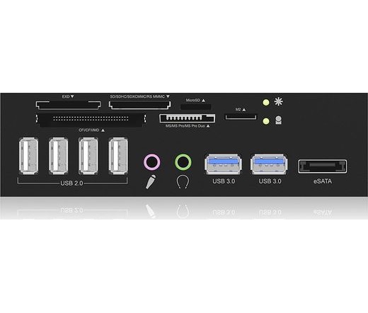 ELŐLAPI PANEL IcyBox IB-863A-B 5.25" 6xCard Reader, 4xUSB3.0