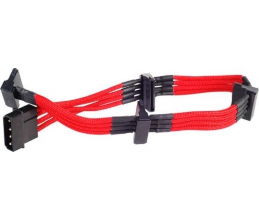 SILVERSTONE 4-Pol-Molex -> 4x SATA hosszabbító 30cm - Piros