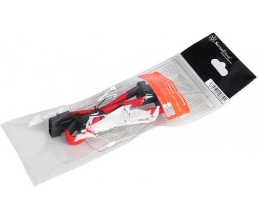 SILVERSTONE 4-Pol-Molex -> 4x SATA hosszabbító 30cm - Piros