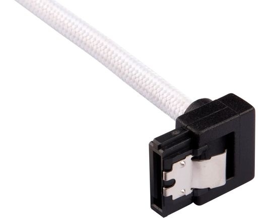 CORSAIR Premium Sleeved SATA 6Gbps 60cm 90° Connector Cable — White