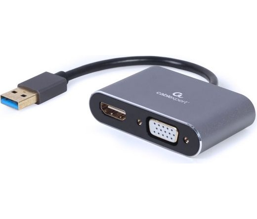 GEMBIRD USB to HDMI + VGA display adapter, space grey