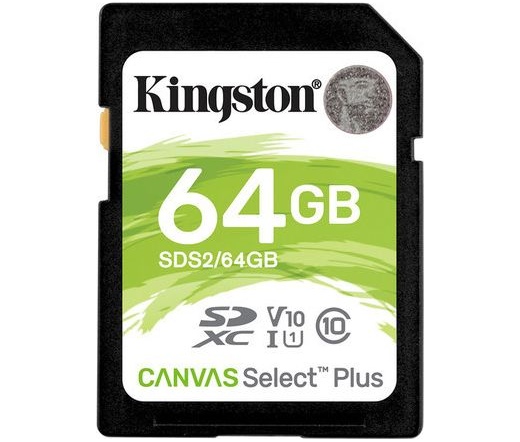 Card SDXC Kingston 64GB Canvas Select Plus 100R C10 UHS-I U1 V10