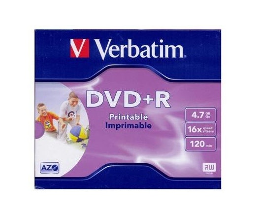 VERBATIM DVD+R 4,7GB 16X PRINTABLE FULL ID BRAND JEWEL  43508