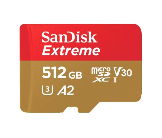 SANDISK Extreme microSDXC 190/130MB/s A2 C10 V30 UHS-I U3 512GB