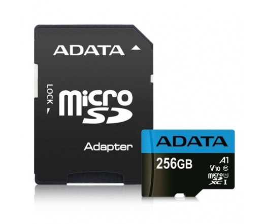 ADATA 256GB SD micro Premier (SDXC Class 10 UHS-I) (AUSDX256GUICL10A1-RA1) memória kártya adapterrel