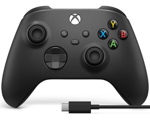 Microsoft Xbox fekete vezeték nélküli kontroller + USB-C kábel