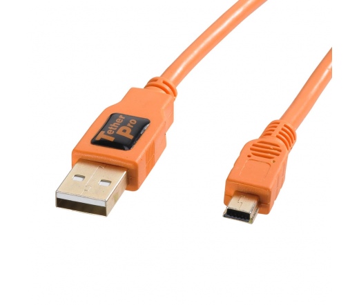 TETHER TOOLS TetherPro USB 2.0 Male to Mini-B 5 pin, 15, Hi-Visibility Orange