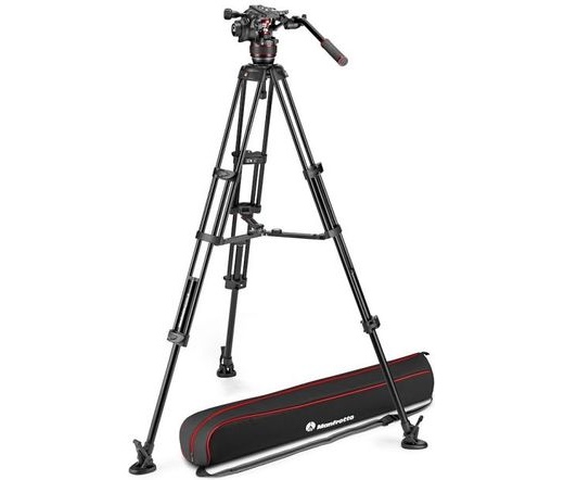 MANFROTTO Nitrotech 608 video fej + alu állvány középterpesz, ikerláb MVK608TWINMA